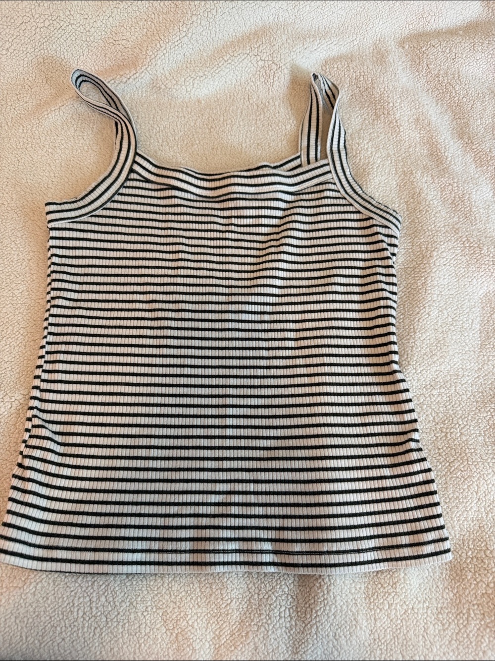 Women’s Black & White Ribbed Striped Tank Top